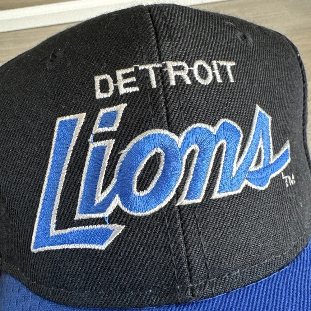 Vintage Sports Specialties Detroit Lions Script Hat Snapback NFL Black Wool‎ Cap